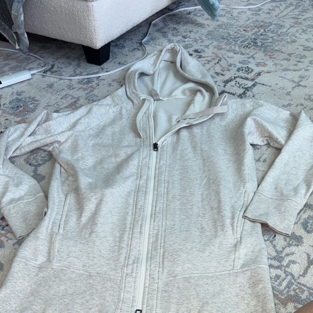 Athleta Light Gray Zip-Up Hoodie size medium